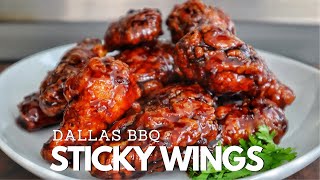 BEST Dallas BBQ Sticky Wings Recipe  Super Bowl Recipes [upl. by Karena564]