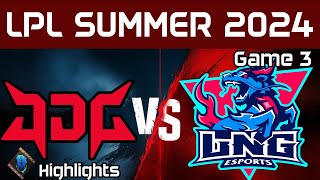 JDG vs LNG Highlights Game 3 LPL Summer 2024 JD Gaming vs LNG Esports by Onivia [upl. by Pincas]