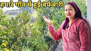 हमारे गाँव में हुई बर्फबारी और साथ में ठंडा माहौल Preeti Rana Pahadi lifestyle Triyuginarayan [upl. by Suzan]