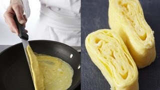 Technique de cuisine  réaliser une omelette à la japonaise [upl. by Mulloy]