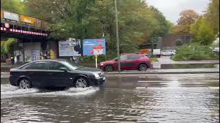 Stormflod i Flensborg Hafendam under vand  til stor jubel for børnefamilierne [upl. by Shanta238]