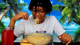 SHRIMP FETTUCCINE ALFREDO MUKBANG TEEN EATING SHOW [upl. by Ab749]