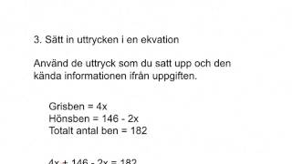 19 Problemlösning med ekvationer höns och grisar [upl. by Akerdna]