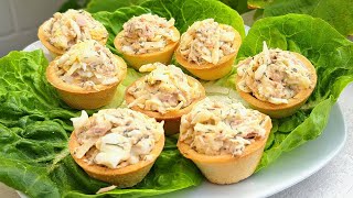 Быстрая Закуска на новый год на праздничный стол  тарталетки  appetizer of tartlets with tuna [upl. by Ellenrahc355]