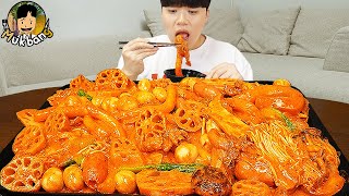 ASMR MUKBANG 직접 만든 대왕 마라샹궈 떡볶이 허니콤보 양념 치킨먹방 amp 레시피 FIRE NOODLES AND Tteokbokki EATING SOUND [upl. by Saleme]