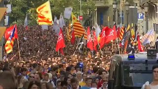 Jahrestag des KatalonienReferendums  Proteste in Barcelona [upl. by Burton]