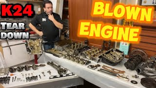 K24 engine teardown  blown engine  repairjose engine josecitomarin diy k24 honda repairjose [upl. by Nnylyram]