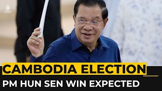 Cambodia votes in onesided election with PM Hun Sen win expected [upl. by Nalced793]