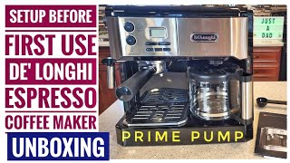 SETUP De Longhi BCO430BM All In One Combination Coffee Maker amp Espresso Machine PRIME PUMP [upl. by Harleigh916]