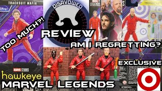 MARVEL LEGENDS TRACKSUIT MAFIA HAWKEYE TARGET EXCLUSIVE ACTION FIGURE REVIEW wGI JOE NECA COMPARED [upl. by Ghiselin]