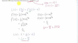 Linear Approximation 6 Approximating sqrt251 [upl. by Kneeland832]