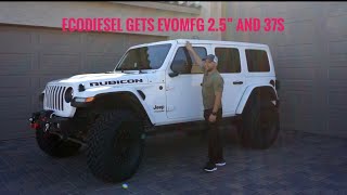 EcoDiesel Jeep Wrangler gets 25quot EvoMFG Suspension and 37s [upl. by Rosamund]