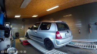 Clio 2 20 Turbo f4rt on dyno SWAP from 15dci Meglio [upl. by Tnomed]