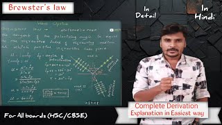 Brewsters law for HSC  CBSE  JEE  NEET by Snehal Sir in Hindi in detail [upl. by Kerwin436]