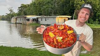 5 Days Living in a Bayou Houseboat  Crawfish Boil amp GIANT Alligator Gar [upl. by Renie]