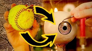 TURNING an OLD SOFTBALL into a GIANT EYEBALL [upl. by Nelie]