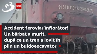 Accident feroviar înfiorător Un bărbat a murit după ce un tren a lovit în plin un buldoexcavator [upl. by Akinehc]