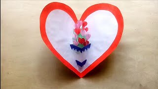 Valentines day card making ideas  Valentines day gift ideas  3D Heart pop up card  Paper craft [upl. by Otanod]