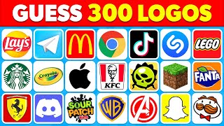 Guess The Logo in 3 Seconds  300 Famous Logos  Logo Quiz 2024 [upl. by Hardan754]