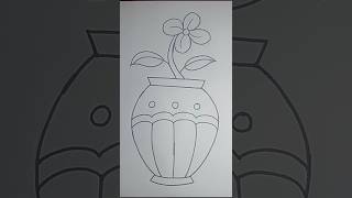 Pot drawing  flower short  youtube [upl. by Porche]