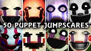 50 PUPPET JUMPSCARES  Marionette in FNAF amp Fangames [upl. by Enelyk]