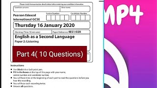 IGCSE 2020 Jan Exams by Pearson Edexcel Listening 🎧 Part 4 10 Questions [upl. by Harol]