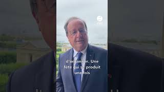 François Hollande ironise sur la pluie prévue pour la cérémonie des Jeux olympiques shorts jo2024 [upl. by Ardek828]