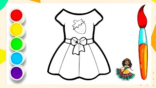 Girl Dress Drawing  Coloring and Painting For Kids amp Toddler Easy Drawing Dress  drawingforkids [upl. by Eelrebmik771]