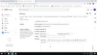 How to setup a gmail auto reply messageauto out of office relplyVacation responder [upl. by Naret]