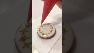 Wreath cookie christmascookies royalicing holidaycookies sugarcookies [upl. by Earahc]