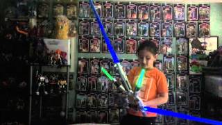 Star Wars Force Awakens Rey Starkiller Base Electronic Lightsaber Review [upl. by Anatak852]