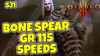 Bone Spear GR115 Speed Build  900 Paragon Season 31 Diablo 3 [upl. by Bazluke347]