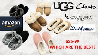 Slipper Review  Comparing UGG Koolaburra Clarks amp Dearfoams from Amazon 2599 [upl. by Repooc]