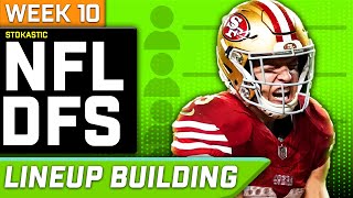 Week 10 NFL DFS Single Lineup Sim Building  NFL DFS Strategy [upl. by Ayerdna]