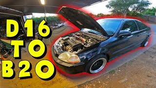 HOW TO 9600 Honda Civic D16Y7 To JDM B20B Engine Swap [upl. by Alanson928]