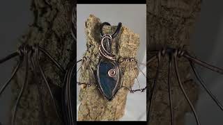 Swirly Bat Wing Large Blue Labradorite Oxidised Copper Gothic Pendant Necklace [upl. by Aneeuqal403]