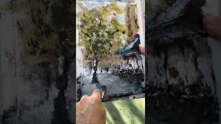 Pleinair Painting Parisian Cafe shorts acrylic urbansketching [upl. by Ethelin]