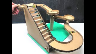 How to make Marble Run with escalator out of cardboard [upl. by Evante]