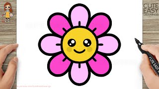 How to Draw a Cute Flower Easy for Kids and Toddlers [upl. by Pavior152]