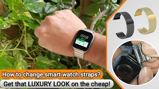 How to Replace Smart watch Strap  Metal Leather Silicone Belt Band Installation guide in English [upl. by Jerad]