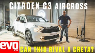 Citroen C3 Aircross  Walk around of Creta rival  evo India [upl. by Nesaj185]