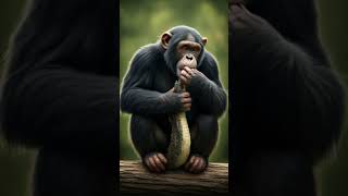 Chimpanzee eating at alligator [upl. by Tadeo]