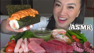 ASMR SASHIMI PLATTER  SEA URCHIN ROLL  FRESH VEGGIES EATING SOUNDS NO TALKING  SASASMR [upl. by Eeral305]