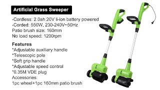 VERTAK Multi function electric artificial grass sweeper for garden GT221009 GT121009 [upl. by Ahsanat]