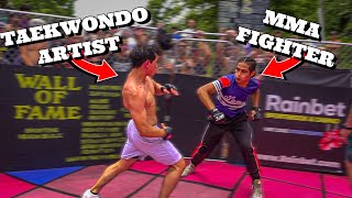 MMA FIGHTER vs TAEKWONDO ARTIST crazy [upl. by Atirma]