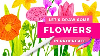 How to Draw Spring Flowers  Procreate Tutorial  Stay Home and Draw [upl. by Tenn]