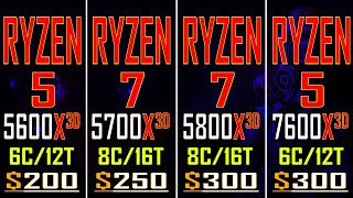 RYZEN 5 5600X3D vs RYZEN 7 5700X3D vs RYZEN 7 5800X3D vs RYZEN 5 7600X3D  PC GAMES TEST [upl. by Arratoon]