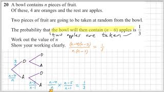 IGCSE Edexcel Jan 2019 1H Q20  Conditional Probability [upl. by Dex]