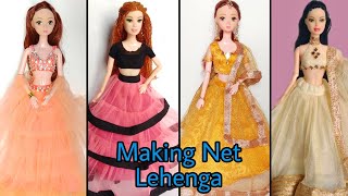 How To Make Net Lehenga For Barbie Doll  Making Doll Lehenga Easy  D Creating [upl. by Fulbright597]