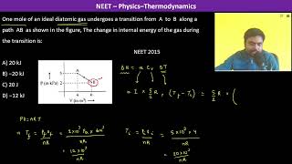 One mole of an ideal diatomic gas undergoes a transition from A to B along a path AB [upl. by Schnapp]